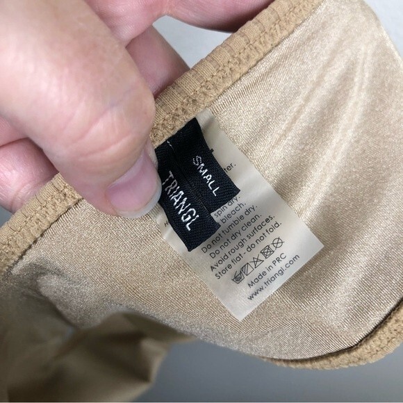 Triangl Swimwear Daria Ribbed Tan Bandeau Bikini Top Small - Picture 4 of 5